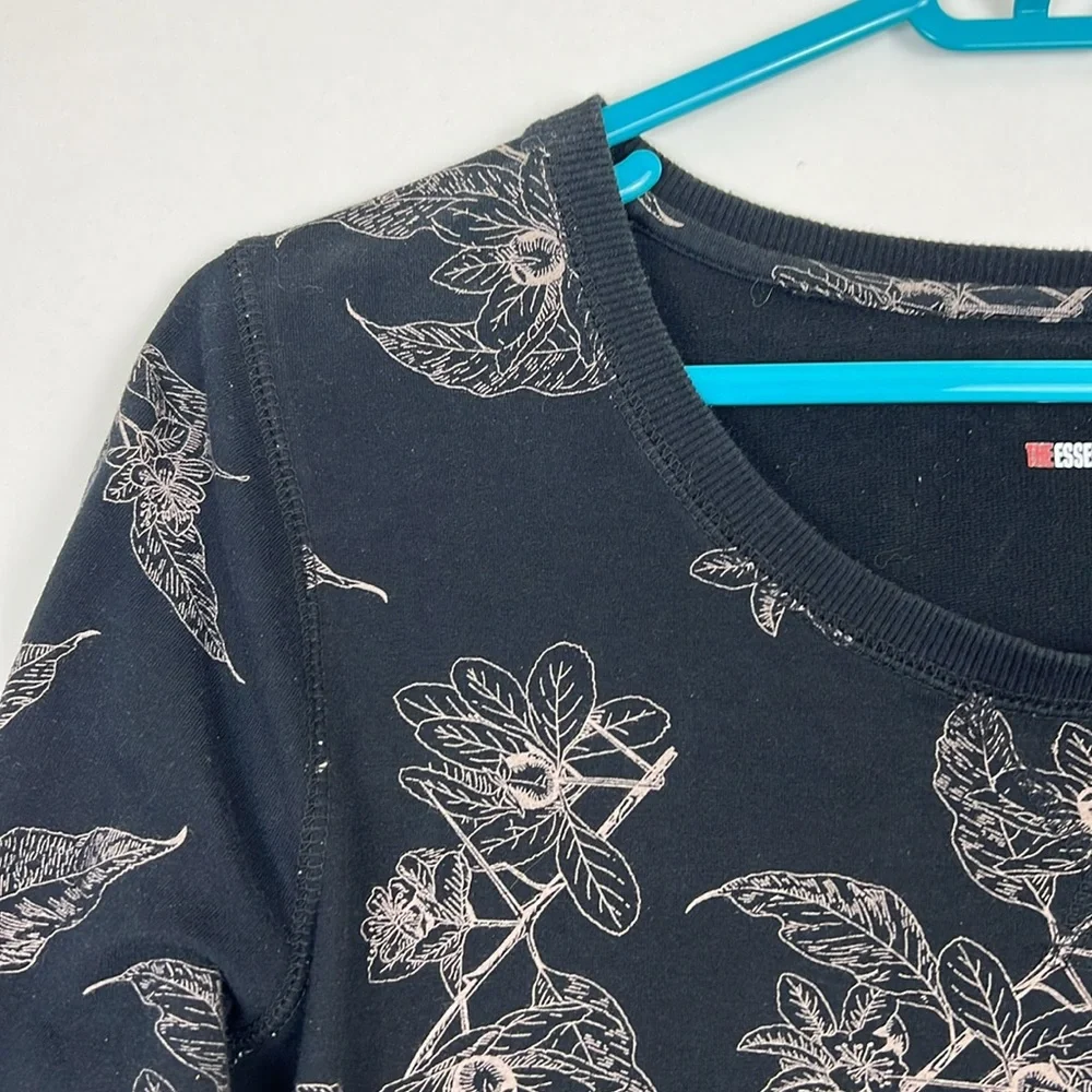 Style & Co Floral Black Sweatshirt tan print M - Picture 3 of 9